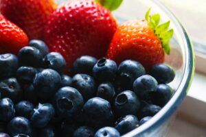 fruit bowl with blueberries and strawberries